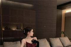 Spaghetti Strap Plain Sequin Midi Sheath Cocktail Dress
