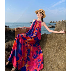 Spaghetti Strap Floral Print Shirred Midi Sundress