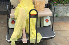 Set: Halter Plain Ruffle Trim Slit Maxi A-Line Dress + Brooch