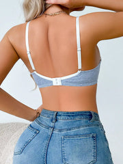 Lace Splice Ribbed Push Up Bra