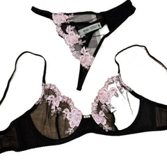 Ladies' Embroidered Style Sheer Ultra-Thin Lace Bra