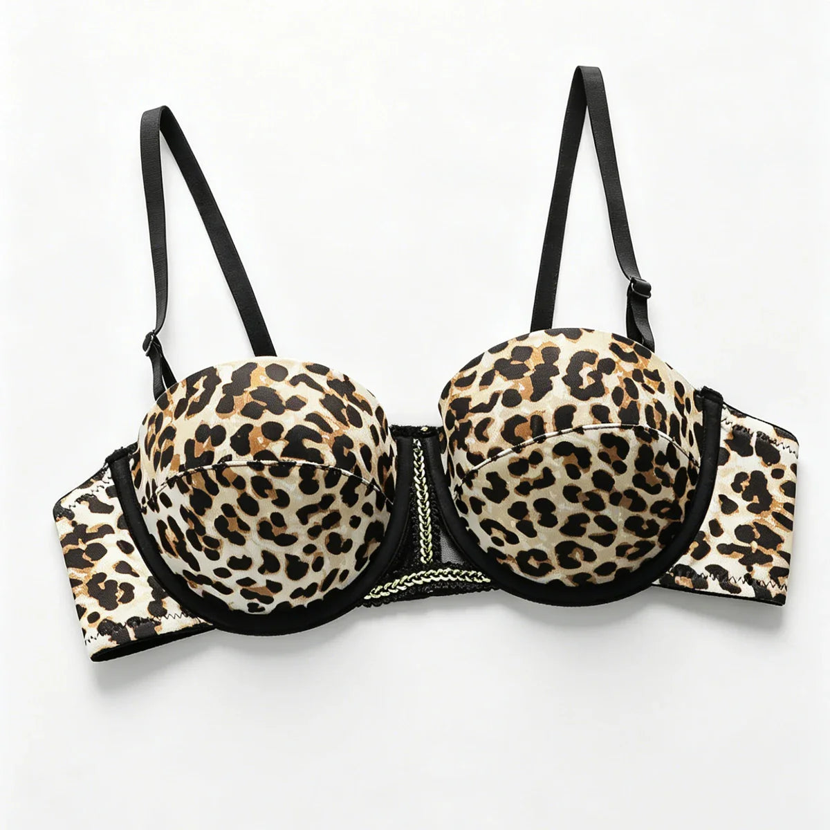 Leopard Print Push Up Balconette Bra