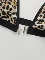 Leopard print black 2-piece set without steel rim or chest cushion women Underwear