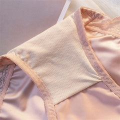 M-XXXL Big Women's Sexy Patchwork Ruffles Lace Satin Underwear