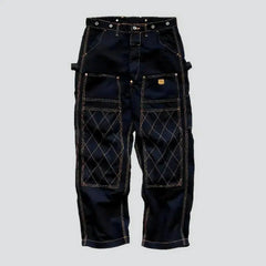 Mid-waist straight workwear jeans for men
