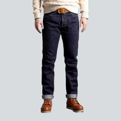 Mid-waistline slim self-edge jeans for men