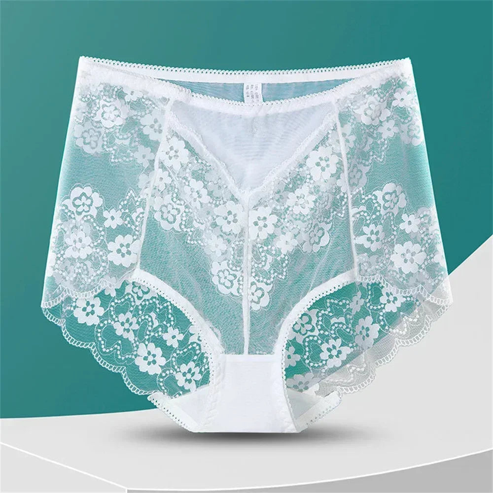 White High Waist Lace Plus Size Women Panties