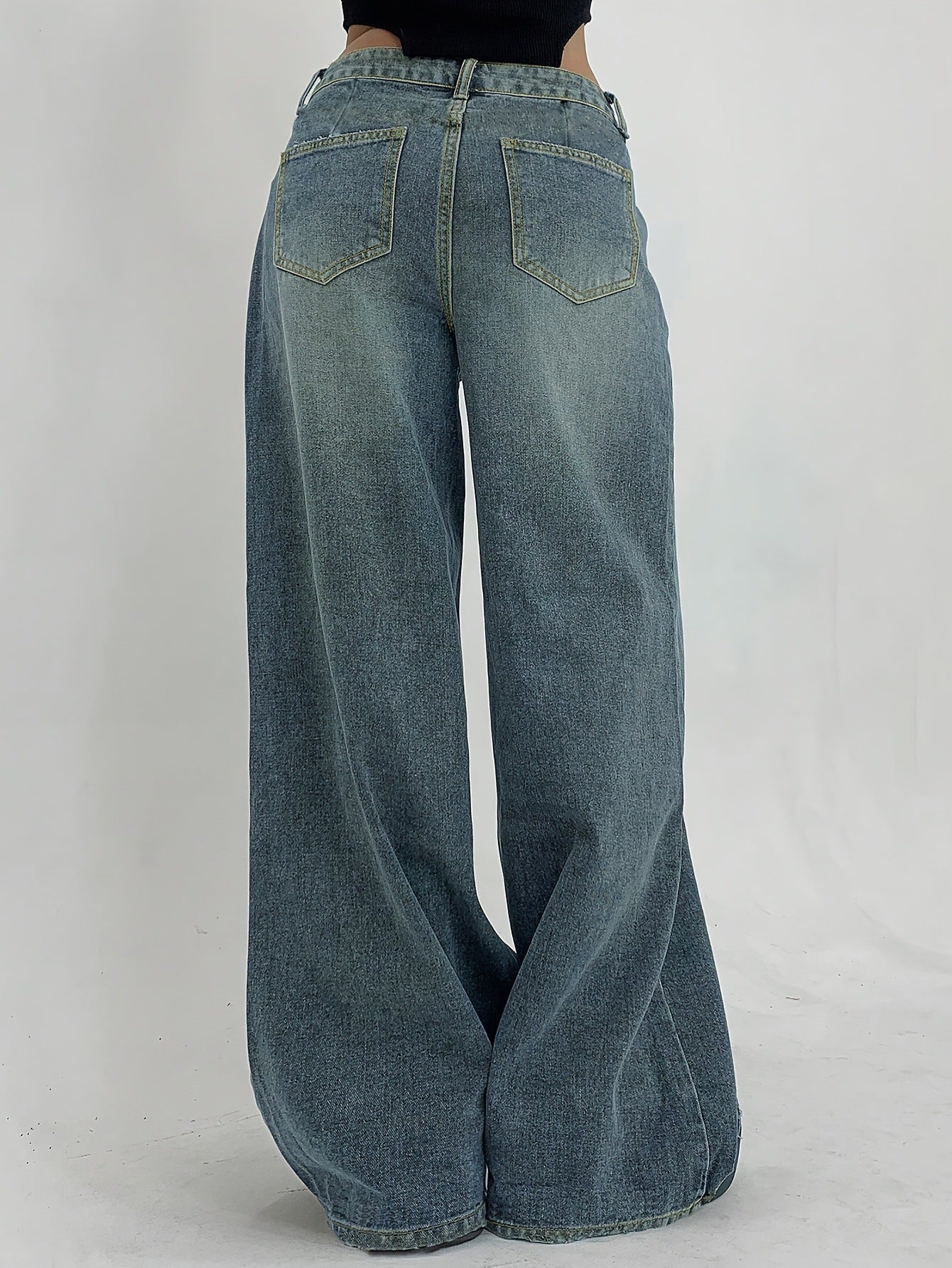 Wide-Leg Ripped Jeans