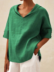 Solid Color Cotton And Linen Loose Top T-shirt