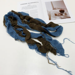 Retro Irregular Tassel Braided Thin Scarf