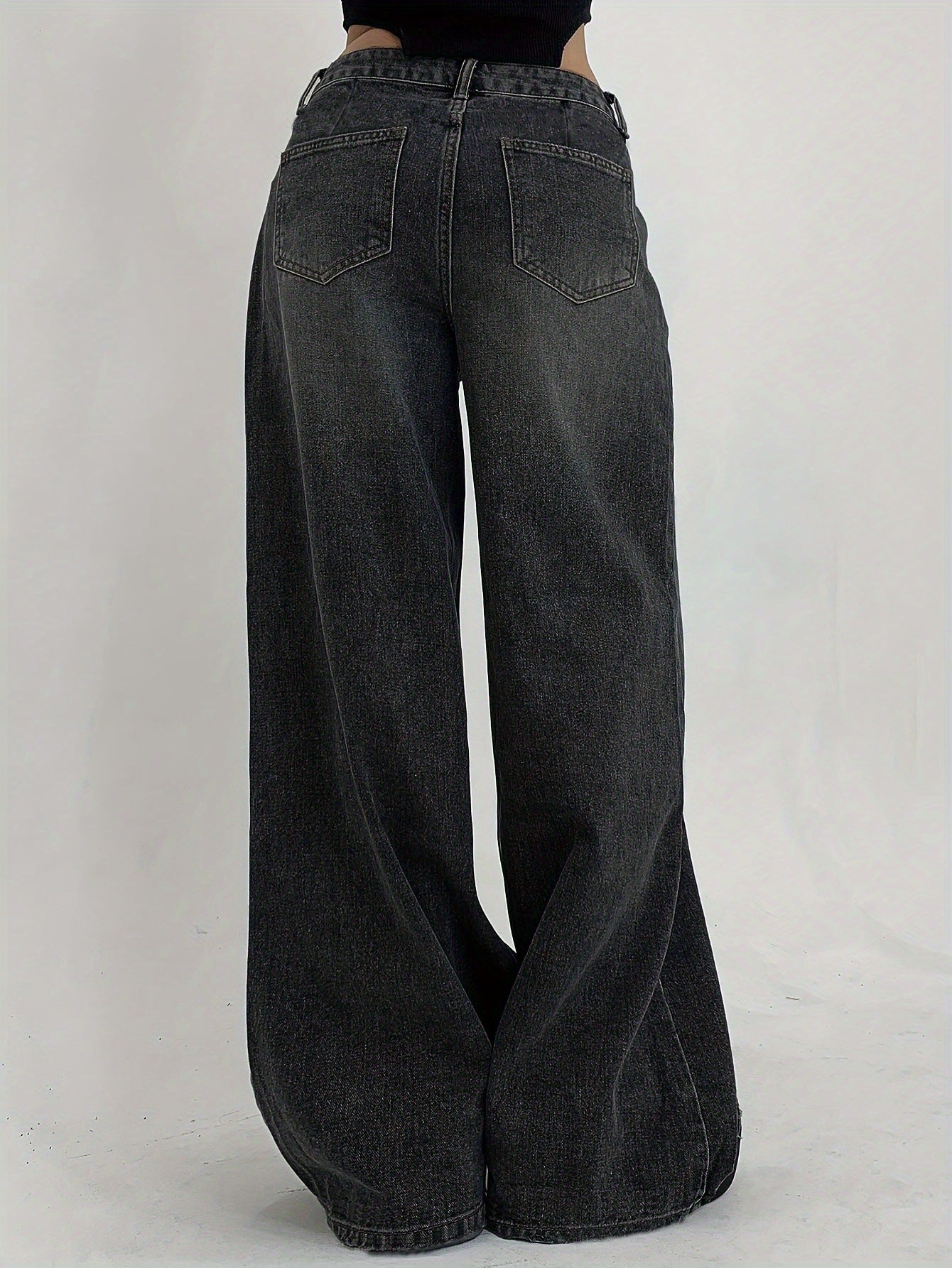 Wide-Leg Ripped Jeans