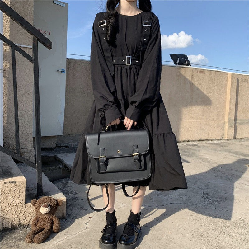 Japanese style waist pleated A-line skirt