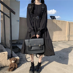 Japanese style waist pleated A-line skirt