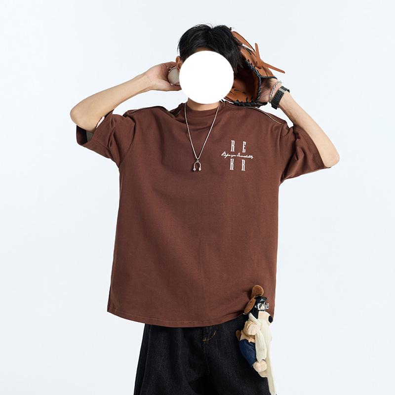 Embroidered T-Shirt Top With Loose Short Sleeves