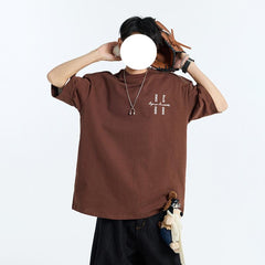Embroidered T-Shirt Top With Loose Short Sleeves
