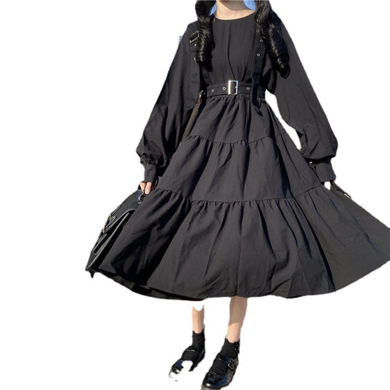 Japanese style waist pleated A-line skirt