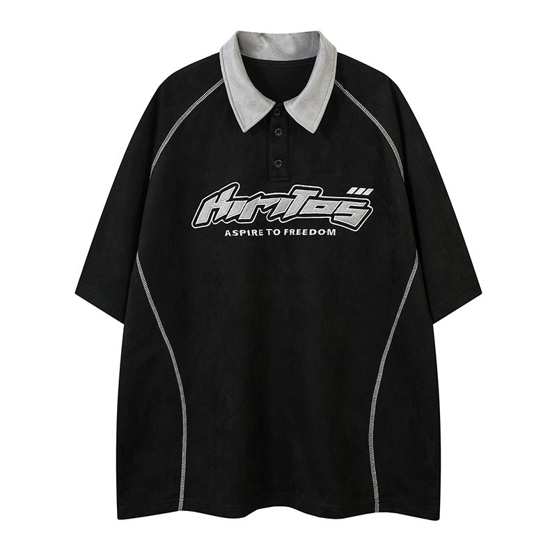 Lapel Polo Shirt Retro Loose Top