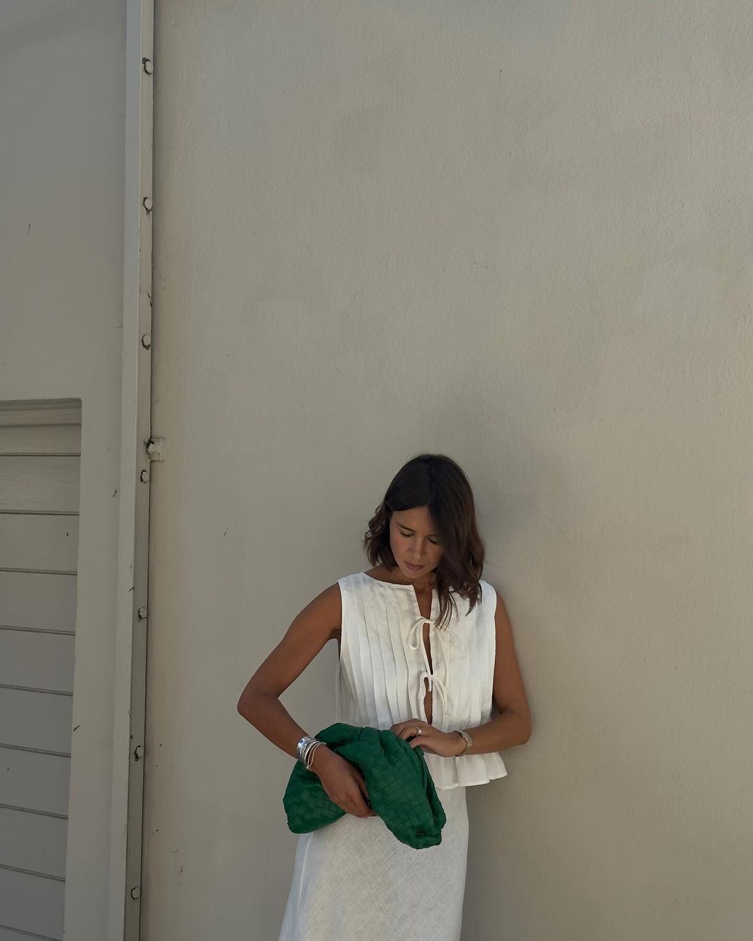 Cotton And Linen Sleeveless Shirt Dress