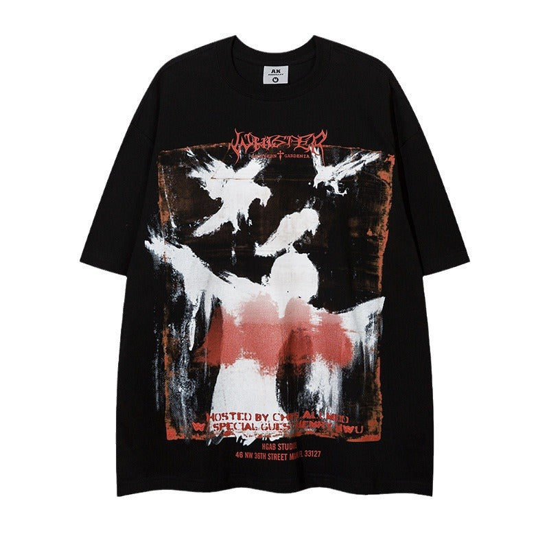 Short-Sleeved Graffiti Street Hip-Hop T-Shirt