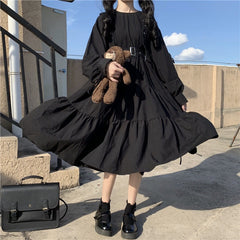 Japanese style waist pleated A-line skirt