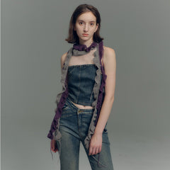 Retro Irregular Tassel Braided Thin Scarf