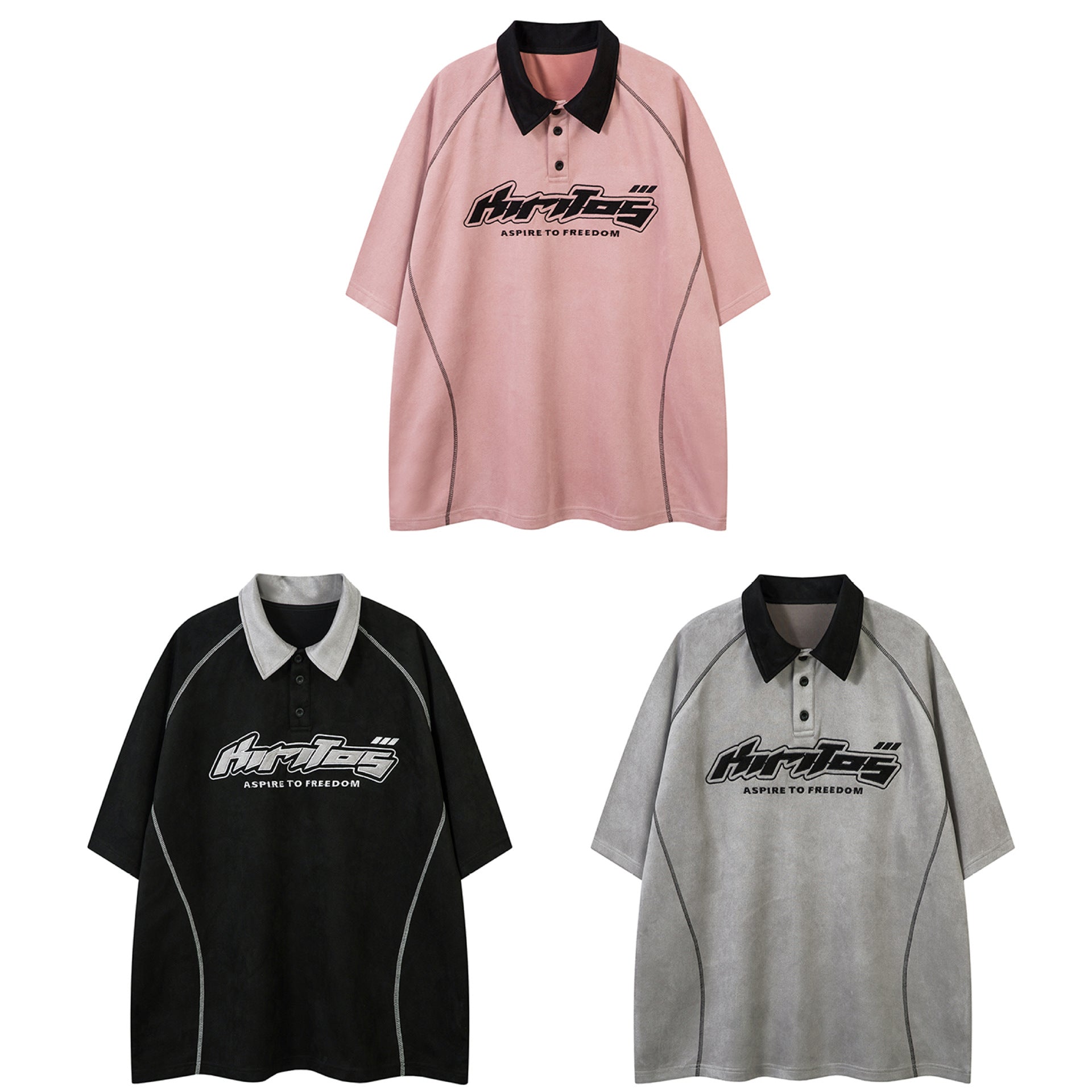 Lapel Polo Shirt Retro Loose Top