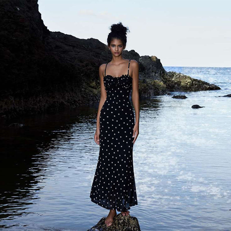 Backless Polka Dot Sling Dress