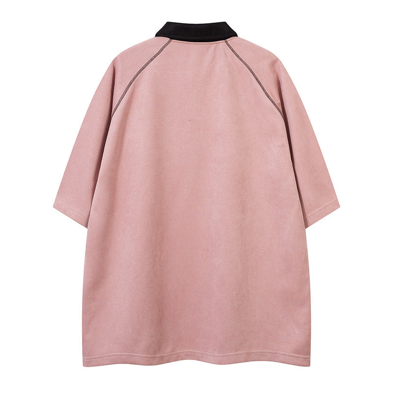 Lapel Polo Shirt Retro Loose Top