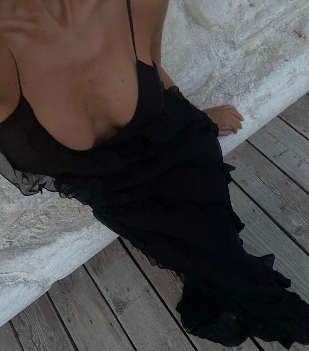 Halter Backless Slit Ruffle Dress