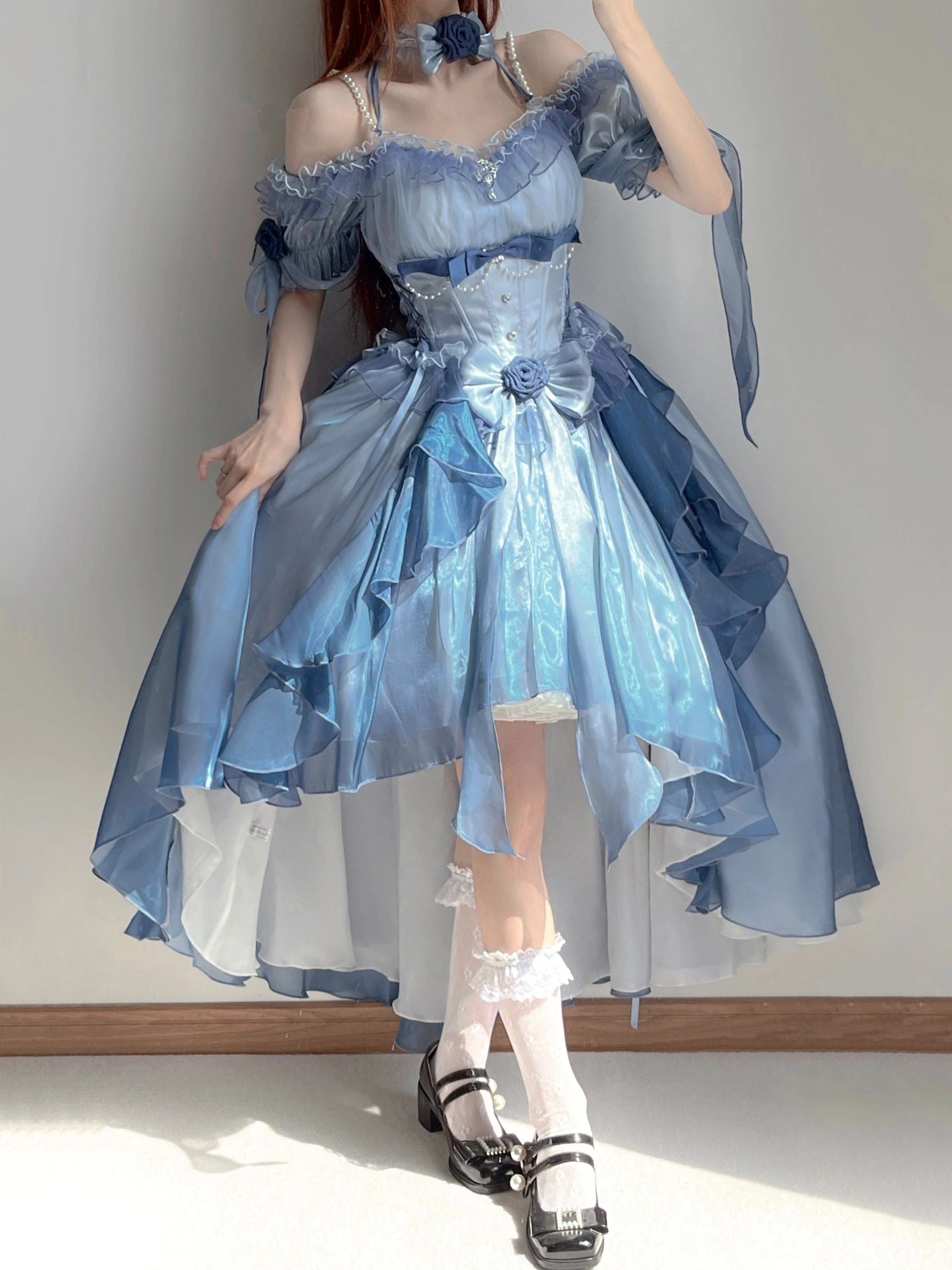 Kawaii Sea Blue Jellyfish Lovely Lolita Dress ON821 Clioce Kawaii Sea Blue Jellyfish Lovely Lolita Dress ON821 Clioce