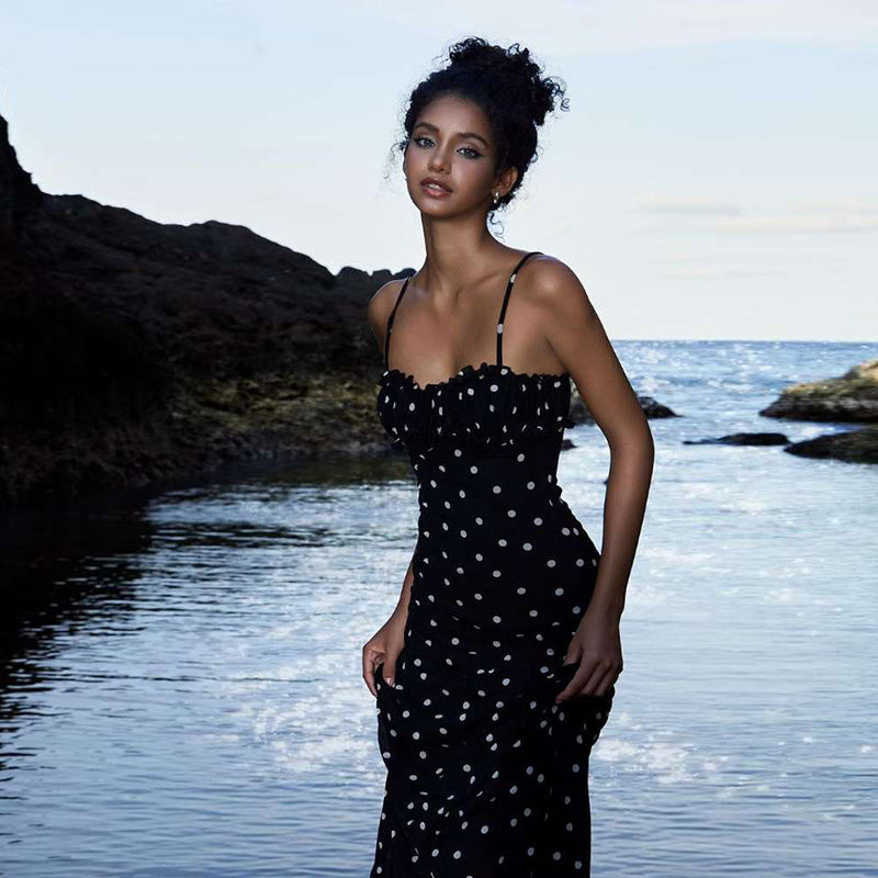 Backless Polka Dot Sling Dress