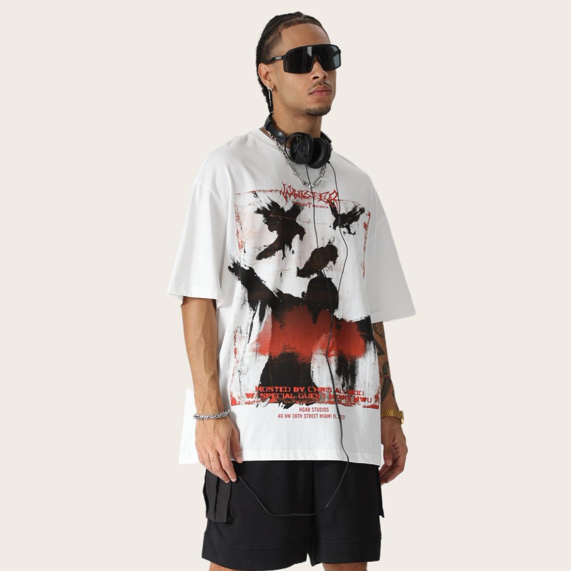 Short-Sleeved Graffiti Street Hip-Hop T-Shirt