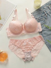 Pink Floral Lace set lingerie