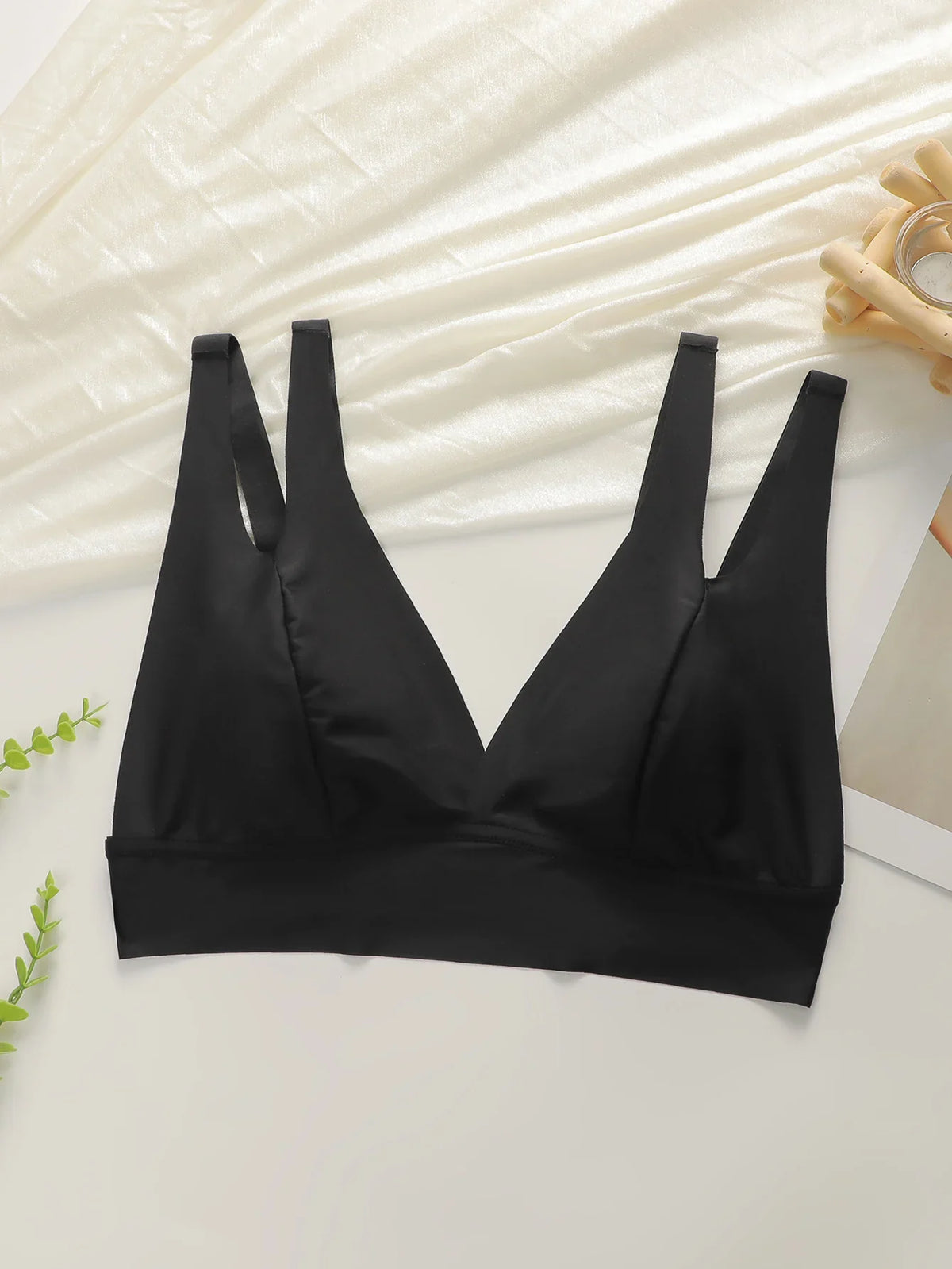 Plus Size Black Wireless Bralette