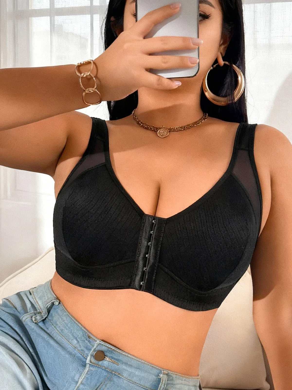 Plus Size Black Wireless Unpadded Bra