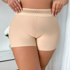 Plus Size Seamless Shapewear Shorts Lace High Waist Anti-Chafing Slip Shorts Skin-Friendly Breathable Under Dress Shorts CX001
