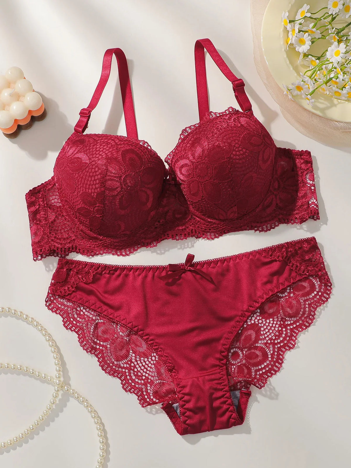 Red Lace Push Up Bra