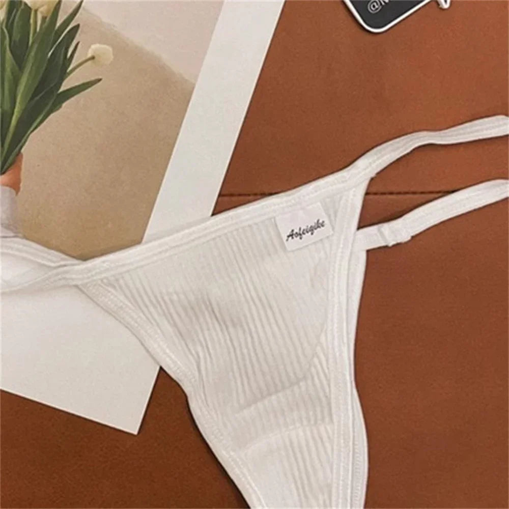 Ribbed Cotton Thong