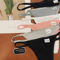 Ribbed Cotton Thong