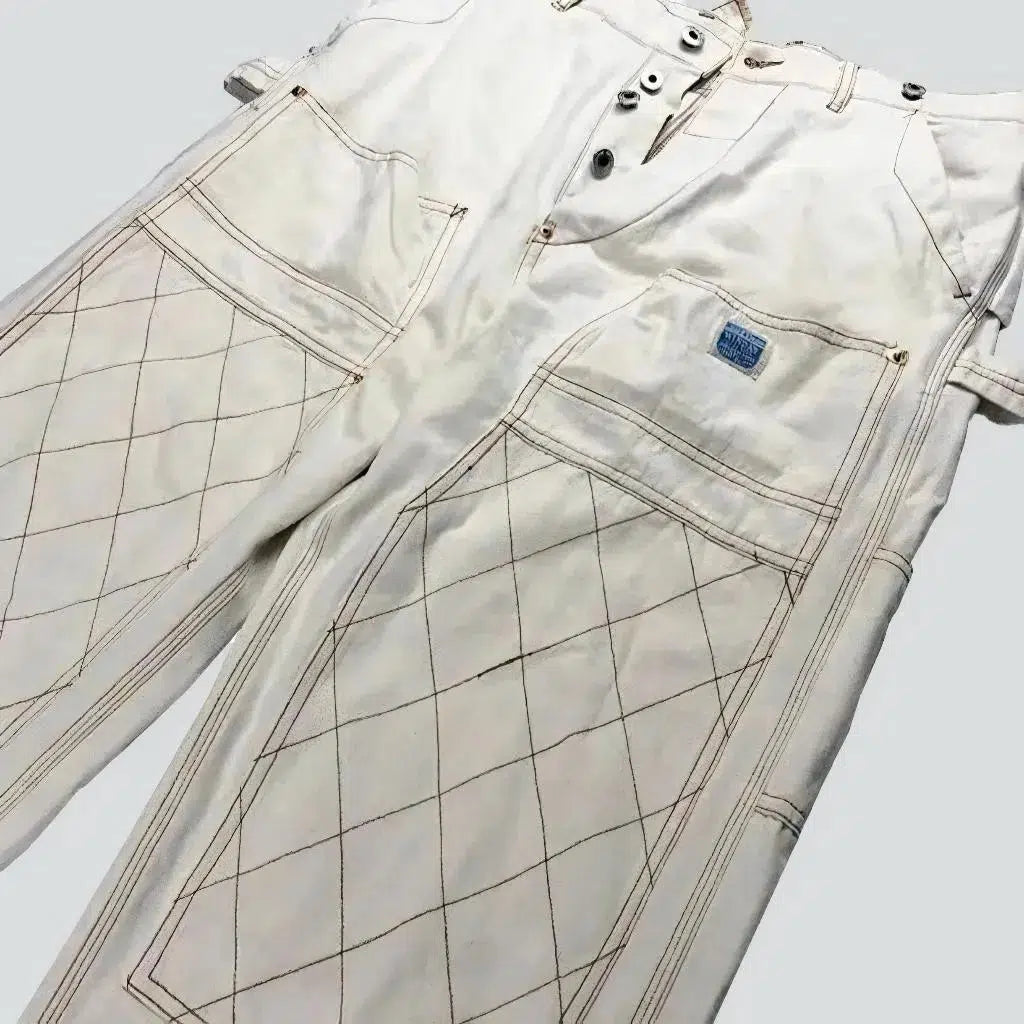 Mid-waist straight workwear jeans for men