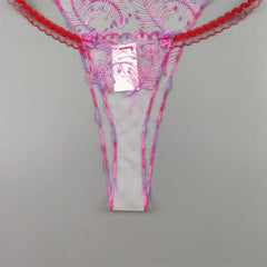 Seamless Embroidered Floral Mesh Thong