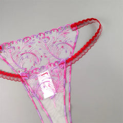 Seamless Embroidered Floral Mesh Thong