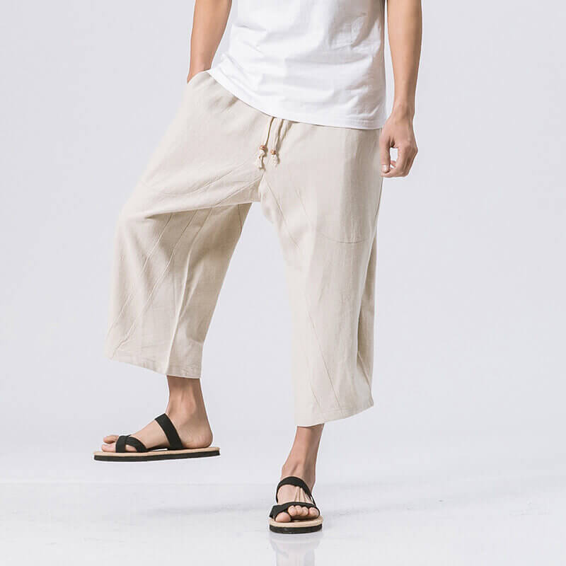 Sekino Cropped Pants Beige-White