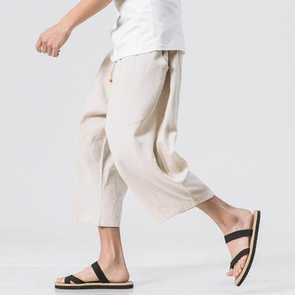 Sekino Cropped Pants Beige-White
