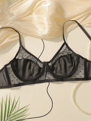 Sexy Black Dot Mesh Sheer Bra