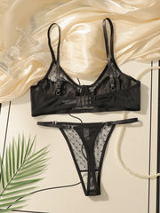 Sexy Black Dot Mesh Sheer Bra