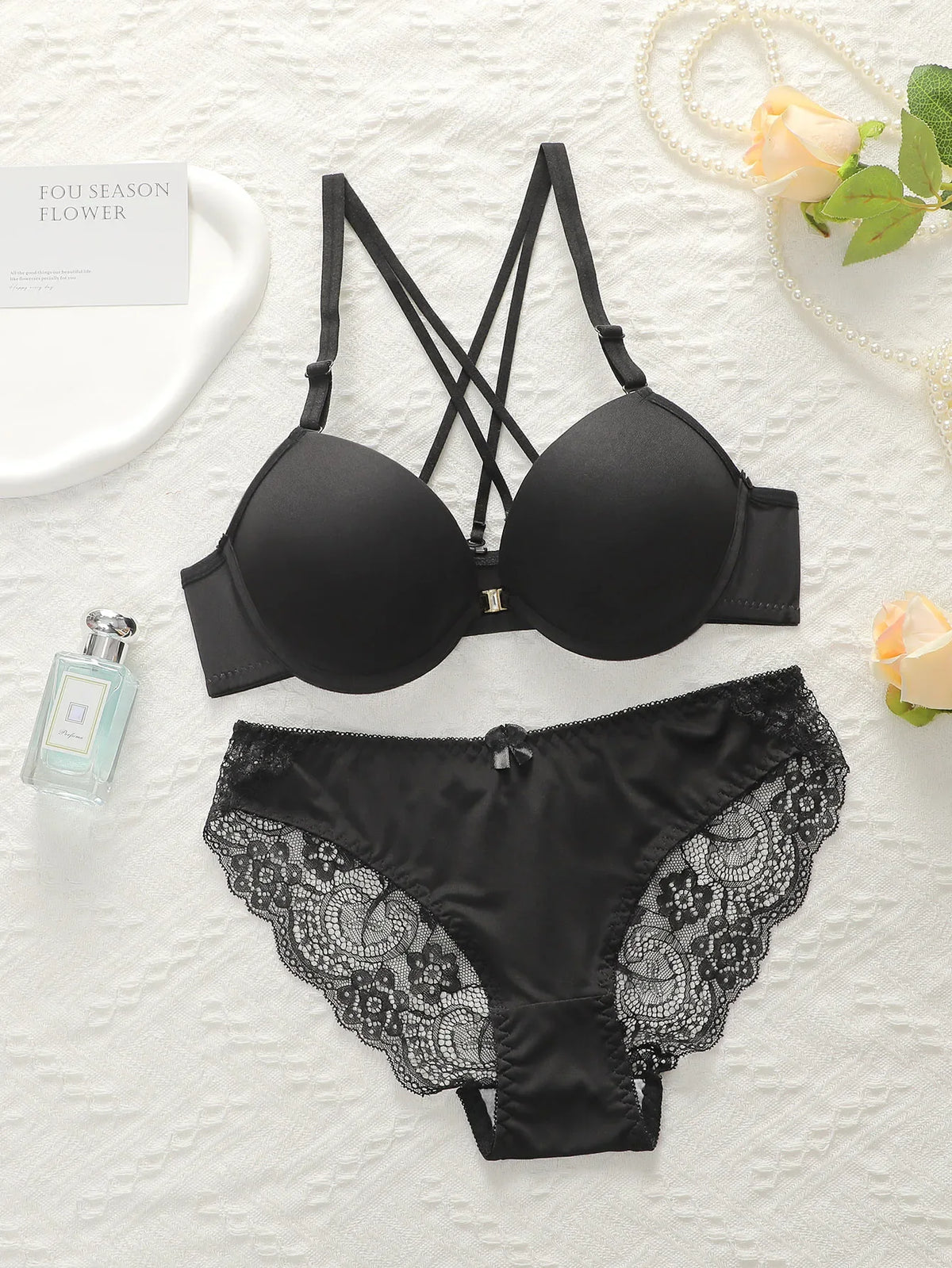 Sexy Black Lace Front Closure Underwire Bra
