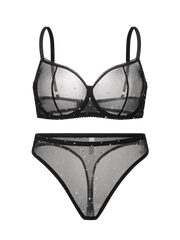 Sexy Black Lace Sequin Bra