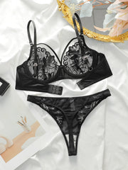 Sexy Black Lace Underwire Unpadded Bra