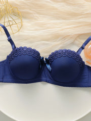 Sexy Blue Push Up Bow Bra